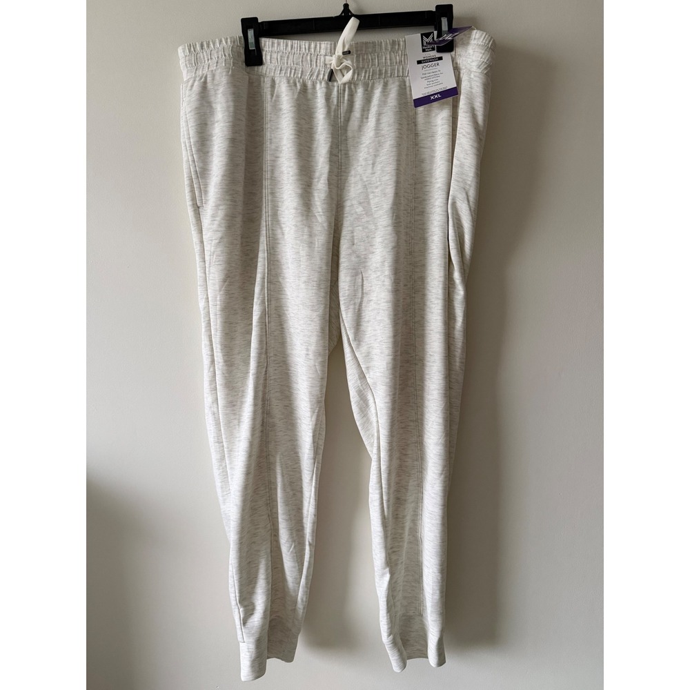 Members Mark Womens Sandwash Jogger Cream Heather XXL Mid-Rise Sweatpants NWT